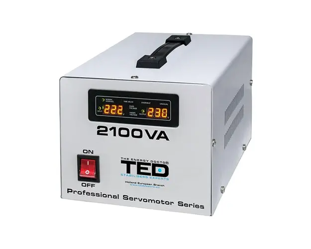 Stabilizator de tensiune cu 2 prize si servomotor TED 000132, 2100 VA, 1200 W