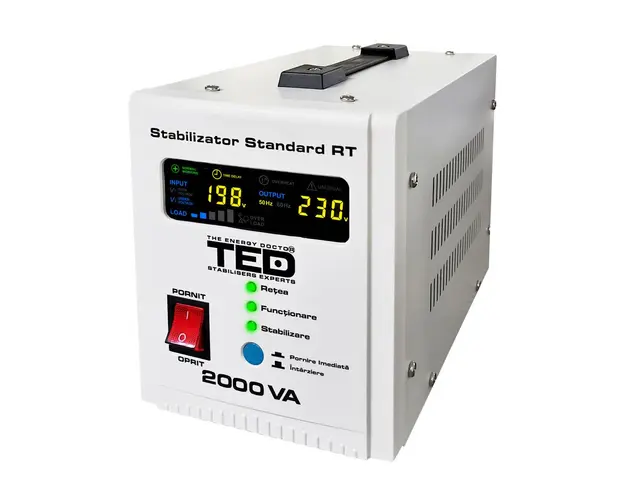Stabilizator de tensiune cu 2 prize TED RT TED000125, 2000 VA, 1200 W