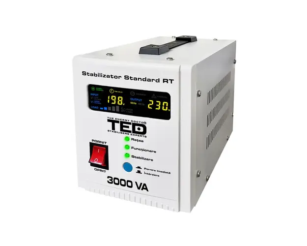 Stabilizator de tensiune cu 2 prize TED RT TED000149, 3000 VA, 1800 W