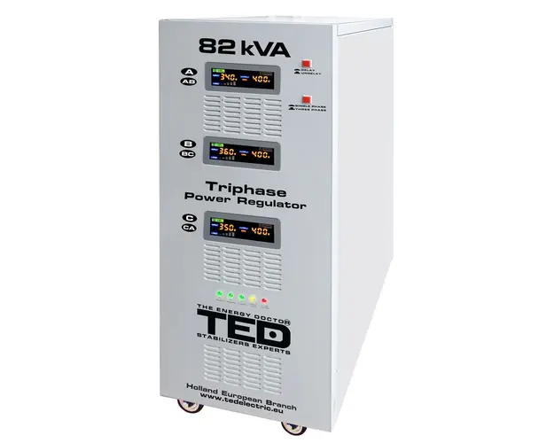 Stabilizator de tensiune cu servomotor trifazat-trifazat TED 000224, 82000VA, 64000 W, regleta