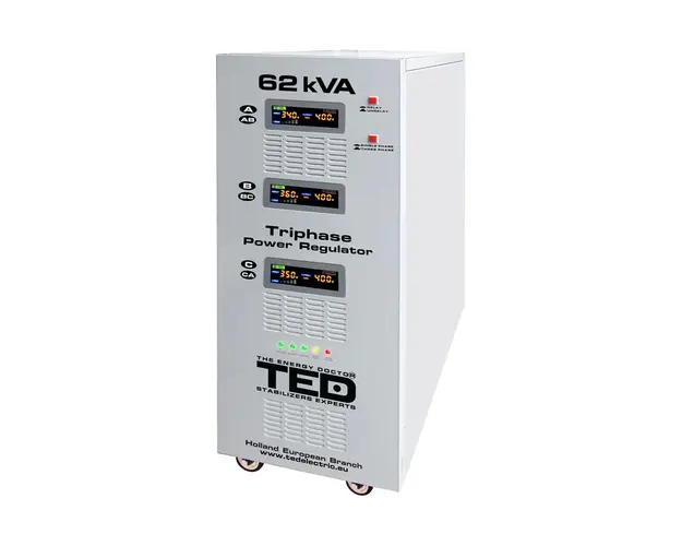 Stabilizator de tensiune cu servomotor trifazat-trifazat TED TED000217, 62000 VA, 48000 W, regleta