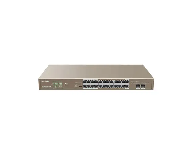 Switch 24 de porturi IP-COM G1126P-24-410W, 2 porturi SFP, 48 Gbps, 35.7 Mpps, 8.000 MAC, PoE, fara management