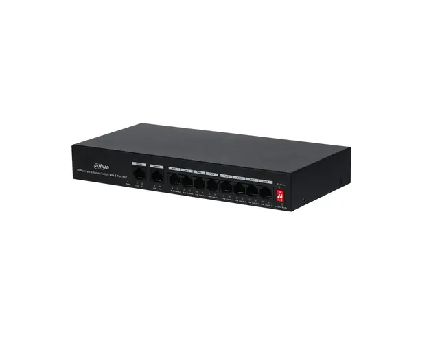 Switch cu 10 porturi Dahua Eco Series PFS3010-8ET-65, 2000 MAC, fara management, 250 m, PoE