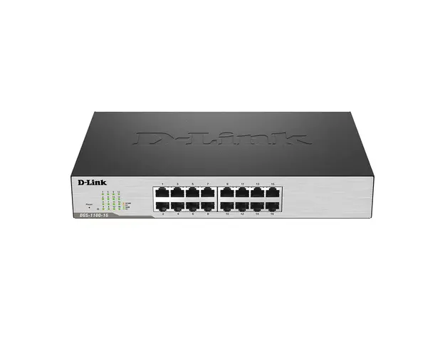 Switch cu 16 porturi D-Link DGS-1100-16, 32 Gbps, 23.81 Mpps, 8.000 MAC, cu management