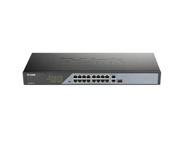 Switch cu 16 porturi D-Link DSS-100E-18P, 1 port SFP, 7.2 Gbps, 5.36 Mpps, 4.000 MAC, PoE, fara management