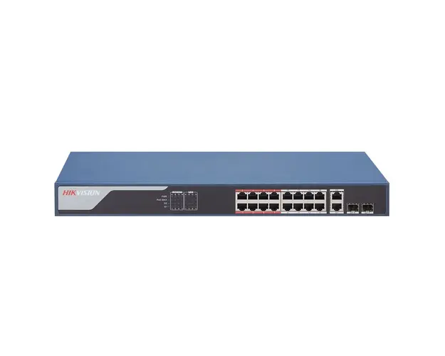 Switch cu 16 porturi Hikvision DS-3E1318P-EI, 7.2 Gbps, 5.3568 Mpps, 16.000 MAC, PoE, cu management