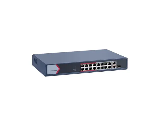 Switch cu 16 porturi Hikvision DS-3E1318P-EI/M, 7.2 Gbps, 5.36 Mpps, 16 000 MAC, PoE, cu management