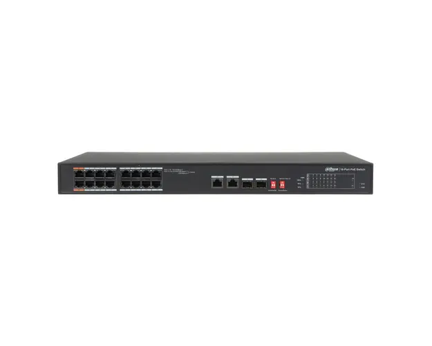 Switch cu 16 porturi PoE Dahua PFS3218-16ET-135, 8000 MAC, 7.2 Gbps, fara management, PoE Watchdog