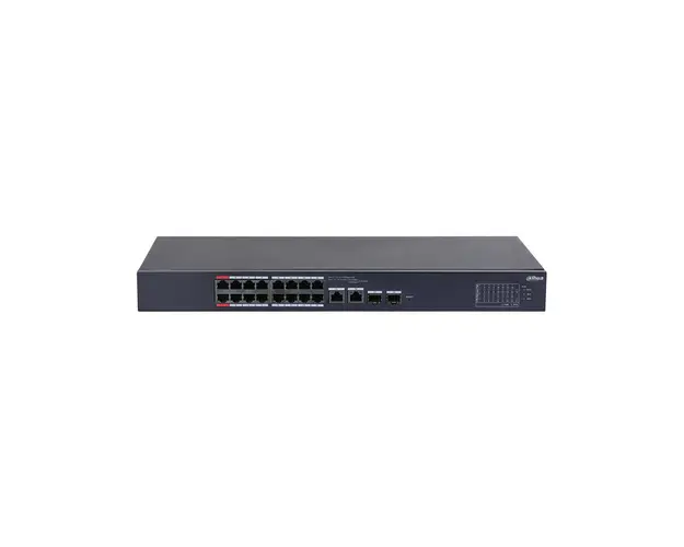 Switch cu 18 porturi Dahua CS4218-16ET-135, 16 porturi PoE, 2 porturi uplink, 8000 MAC, 7.2 Gbps, cloud management