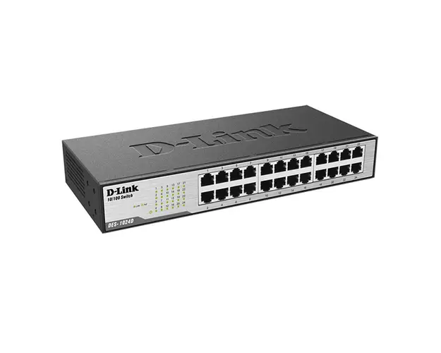 Switch cu 24 porturi D-Link DES-1024D, 4.8 Gbps, 3.57 Mpps, 8.000 MAC, fara management