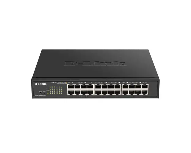 Switch cu 24 porturi D-Link DGS-1100-24PV2, 48 Gbps, 35.71 Mpps, 8.000 MAC, PoE, cu management