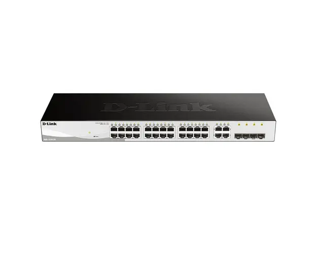 Switch cu 24 porturi D-Link DGS-1210-28, 4 porturi SFP, 56 Gbps, 77.4 Mpps, 8.000 MAC, 1U, cu management