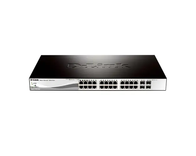 Switch cu 24 porturi D-Link DGS-1210-28P, 4 porturi SFP, 56 Gbps, 41.7 Mpps, 16.000 MAC, 1U, PoE, cu management