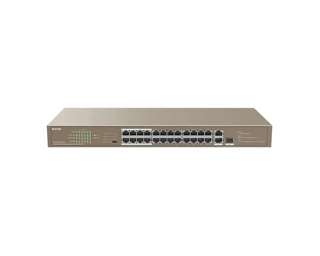 Switch cu 24 porturi Tenda TEF1126P-24-250W, 8.8 Gbps, 6.55 Mpps, 16000 MAC, PoE, fara management