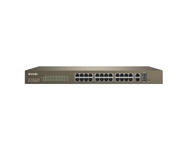 Switch cu 24 porturi Tenda TEF1226P-24-440W, 8.8 Gbps, 6.5 Mpps, 4000 MAC, PoE, cu management