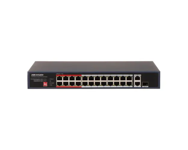 Switch cu 26 porturi PoE Hikvision DS-3E0326P-E/M(C), 8.8 Gbps, 6.55 Mpps, 8000 MAC, fara management