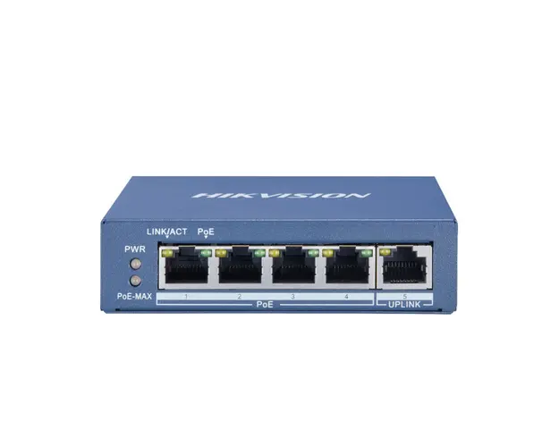 Switch cu 4 porturi PoE Hikvision DS-3E0505P-E, 2000 MAC, 1 Mbps, fara management