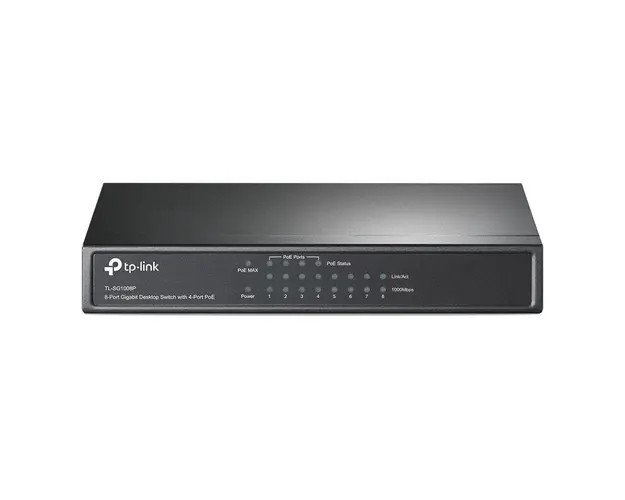 Switch cu 4 porturi PoE TP-Link TL-SG1008P, 4000 MAC, 1000 Mbps