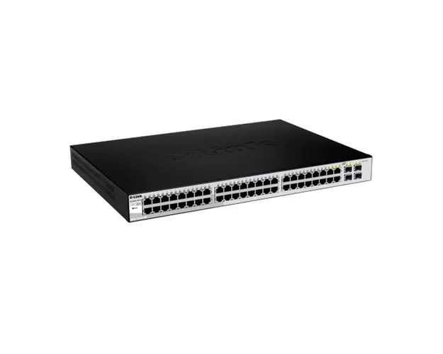 Switch cu 48 porturi D-Link DGS-1210-48, 4 porturi SFP, 96 Gbps, 71.4 Mpps, 8.000 MAC, 1U, cu management