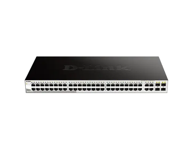 Switch cu 48 porturi D-Link DGS-1210-52, 4 porturi SFP, 104 Gbps, 77.4 Mpps, 16.000 MAC, 1U, cu management