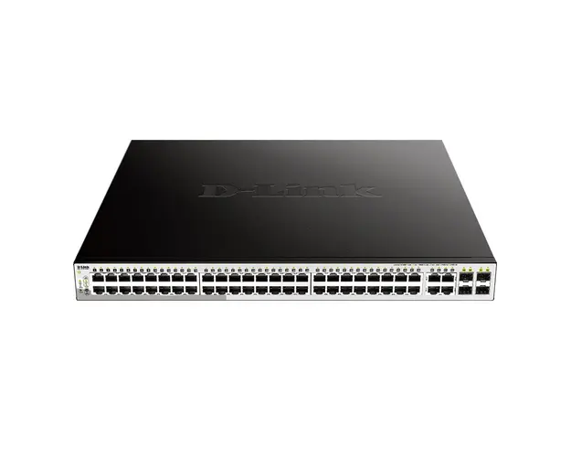 Switch cu 48 porturi D-Link DGS-1210-52MP, 4 porturi SFP, 104 Gbps, 77.4 Mpps, 16.000 MAC, 1U, PoE, cu management