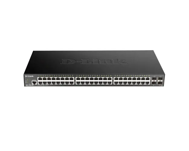 Switch cu 48 porturi D-Link DGS-1250-52X, 176 Gbps, 130.95 Mpps, 32.000 MAC, 4 porturi SFP, cu management