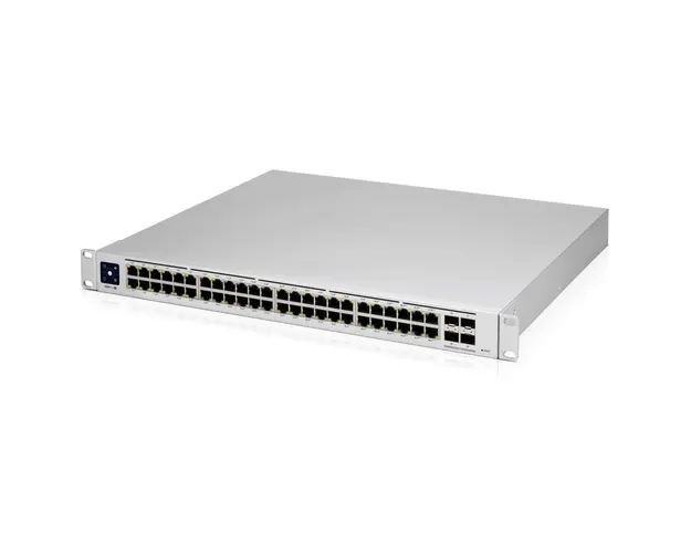 Switch cu 48 porturi Ubiquiti UniFi USW-PRO-48-POE, 176 Gbps, 4 porturi SFP+, 1U, PoE++, cu management