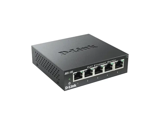 Switch cu 5 porturi D-Link DES-105, 10/100Mbps, 0.74 Mpps, 2.000 MAC, fara management