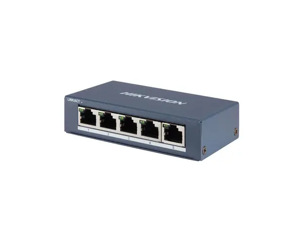 Switch cu 5 porturi Gigabit Hikvision DS-3E0505-E, 10 Gbps, 7.44 Mpps, 2.000 MAC, fara management