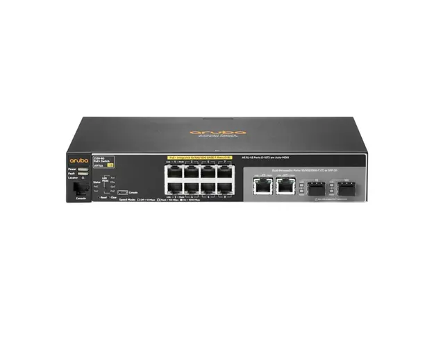 Switch cu 8 porturi Aruba J9774A, 20 Gbps, 14.8 Mpps, 16.000 MAC, 2 porturi SFP, 1U, PoE, cu management