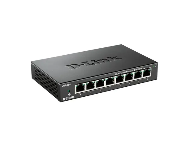 Switch cu 8 porturi D-Link DES-108, 1.6 Gbps, 1.19 Mpps, 1.000 MAC, fara management