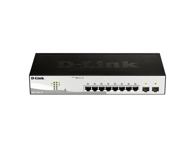 Switch cu 8 porturi D-Link DGS-1210-10, 2 porturi SFP, 20 Gbps, 14.88 Mpps, 8.000 MAC, 1U, cu management
