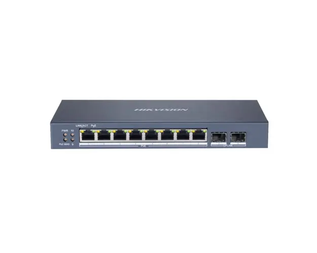 Switch cu 8 porturi Hikvision DS-3E1510P-SI, 20 Gbps, 14.88 Mpps, 8.000 MAC, PoE, cu management