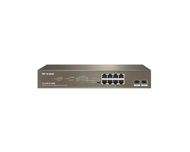 Switch cu 8 porturi IP-COM G1110P-8-150W, 20 Gbps, 14.9 Mpps, fara management