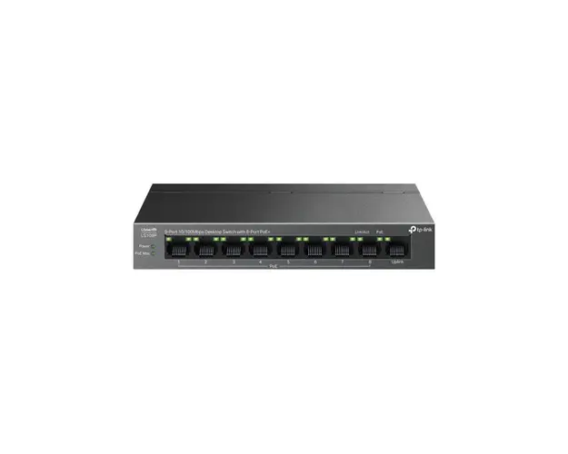 Switch cu 8 porturi TP-Link LS109P, 1.8 Gbps, 1.3392 Mpps, 250 m, plug&play, PoE