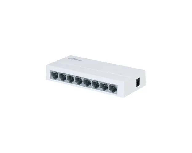 Switch Ethernet cu 8 porturi Dahua PFS3008-8ET-L-V2, 100 Mbps, 2K MAC, Fara management