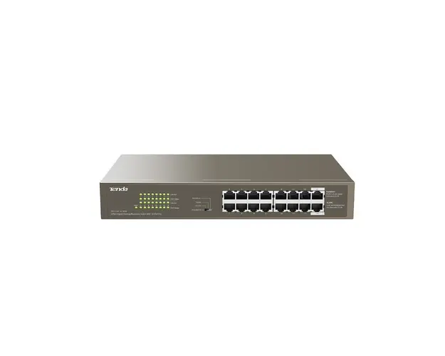 Switch Gigabite Tenda TEG1116P-16-150W, 16 porturi, 32 Gbps, 8000 MAC