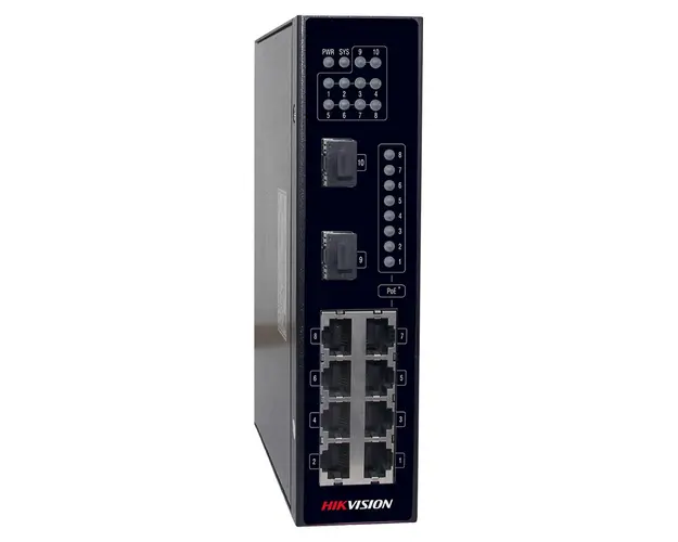 Switch industrial cu 8 porturi PoE Hikvision DS-3T0310P, 8.8 Gbps, 4.2 Mbps, MAC 4000, fara management