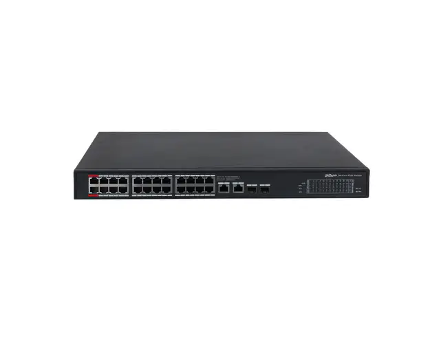 Switch inteligent PoE Gigabit cu 24 Porturi Dahua PFS3228-24GT-360-V2, 100 Mbps, 2K MAC, Fara management