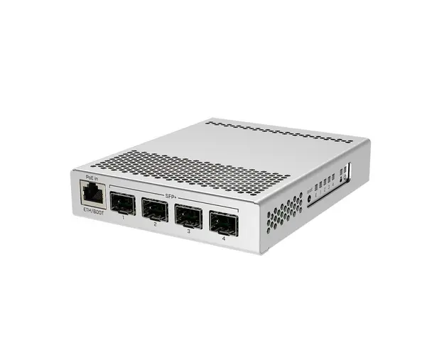Switch pentru desktop MikroTik CRS305-1G-4S+IN, 1 port Gigabit, 4 porturi SFP+, 10/100/1000 Mbps, PoE