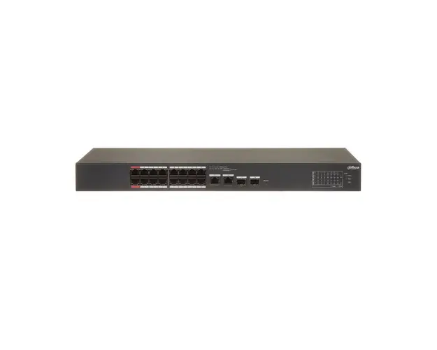 Switch rackabil cu 18 porturi Dahua CS4218-16ET-240, 16 porturi PoE, 10/100 Mbps, 2 SFP gigabit, cu cloud management