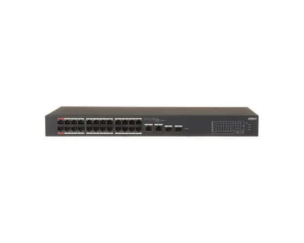 Switch rackabil cu 28 porturi Dahua CS4228-24GT-375, 24 porturi PoE, 2 porturi SFP, 2 porturi RJ-45 uplink , PoE Watchdog, Cloud Management 