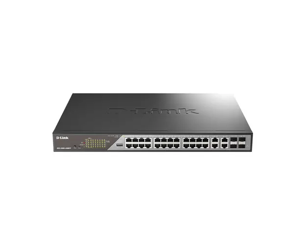 Switch rackabil Gigabit D-Link DSS-200G-28MP, 24 porturi, 56 Gbps, PoE, cu management 