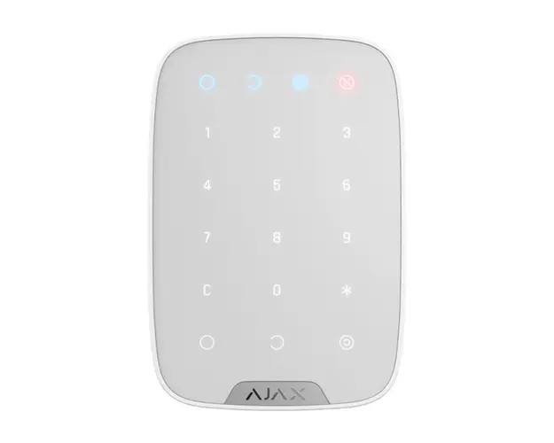 Tastatura cu touch wireless AJAX Keypad WH, 15 taste, silent alarm, 1700 m