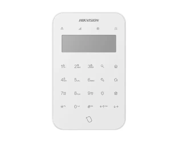 Tastatura touch LED wireless cu cititor de proximitate HikVision AX PRO DS-PK1-LT-WE, autonomie 2 ani, 868 MHz, RF 1200 m