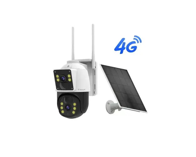 Camera supraveghere wireless GSM Vstarcam BG66DR, 2 MP, 4G, cu lentila duala 4 mm, IR/lumina alba 30 m, microfon si difuzor, slot card, auto tracking + panou solar