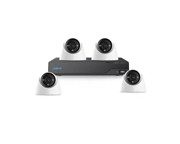 Sistem supraveghere interior IP basic Reolink KIT-RLK-4INTIP-8MP-30M-P-M-V2, 4 camere, 8MP, 2.8-8mm, LED/IR 30 m, microfon, difuzor, slot card, zoom optic 3x, PoE