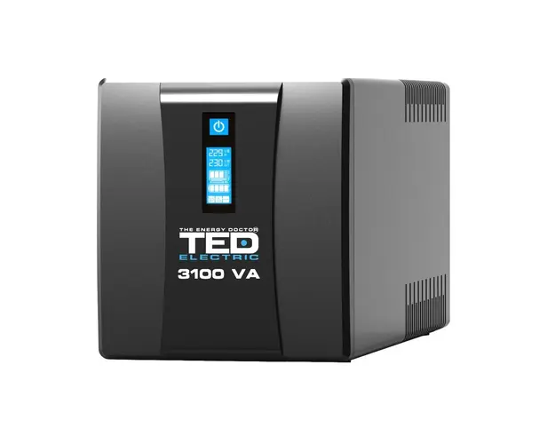 UPS cu 3 prize TED TED004673, 3100 VA / 1800 W, LCD, management prin USB / RS-232