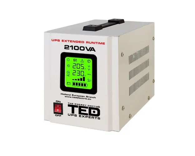UPS pentru centrala termica TED000347, Runtime extins cu 2 acumulatori (neinclusi), 2100VA, 1400W