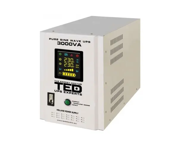 UPS TED 001672, 3000 VA /2100 W, runtime extins, doi acumulatori